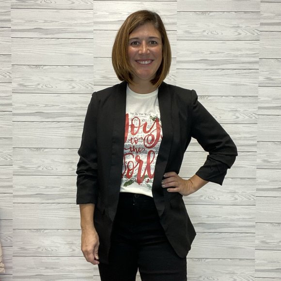 Jackets & Blazers - Ruched Sleeve Blazer - Black